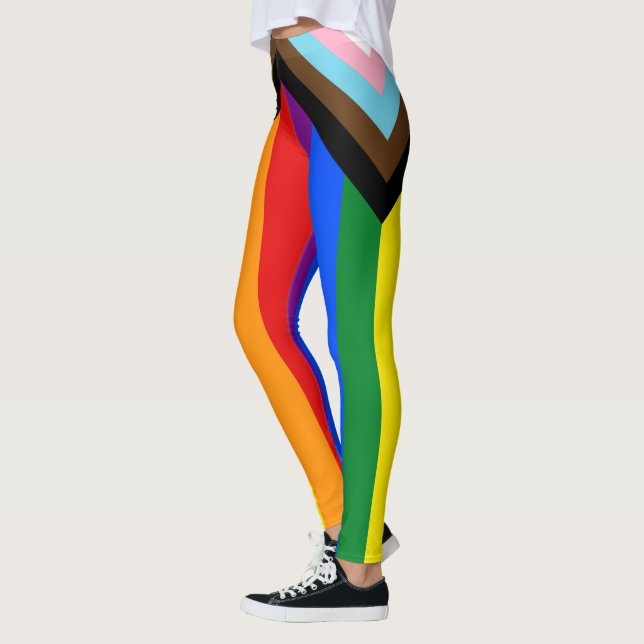 LGBTQ & Pride Leggings - Rainbow Progress Flag (Left)