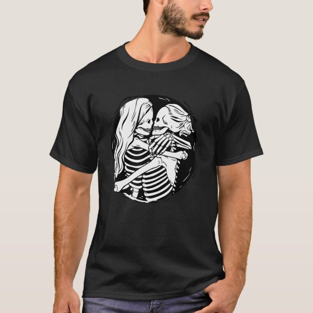 LGBTQ Pride Lesbian Skeleton Halloween Valentine s T-Shirt (Front)