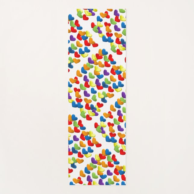 LGBTQ+ / PRIDE Lots of rainbow hearts  Yoga Mat (Front)