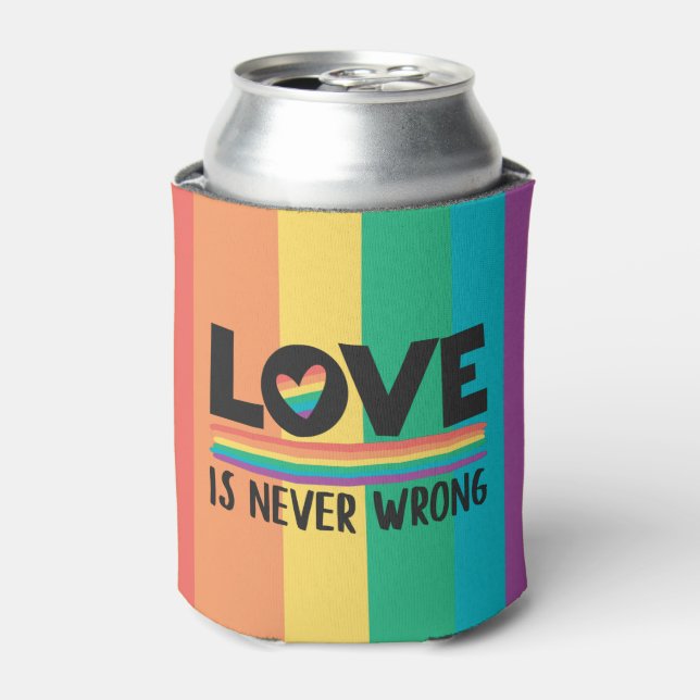 LGBTQ Pride love is never wrong rainbow flag Can Cooler (Can Front)