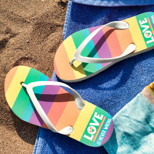 LGBTQ Pride Love is never wrong rainbow flag heart Thongs