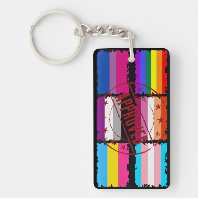 LGBTQ Pride Month Stripes Flags Key Ring (Front)