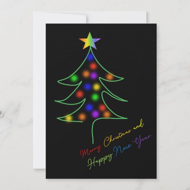 LGBTQ+ / Pride Rainbow Christmas Tree with Stars  Holiday Card (Front)