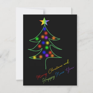 LGBTQ+ / Pride Rainbow Christmas Tree with Stars Postcard