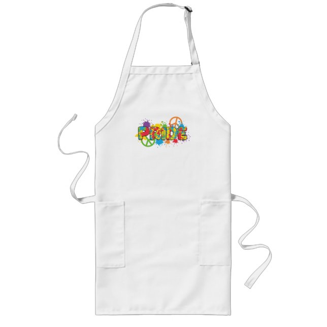 LGBTQ - Pride - Rainbow Colours Paint Splashes Long Apron (Front)