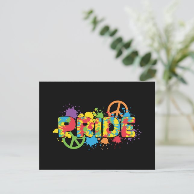 LGBTQ - Pride - Rainbow Colours Paint Splashes Postcard (Standing Front)