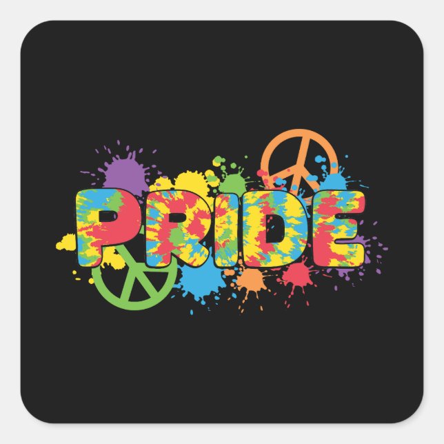 LGBTQ - Pride - Rainbow Colours Paint Splashes Square Sticker (Front)