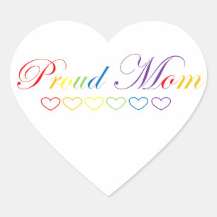 LGBTQ+ / PRIDE / Rainbow Colours Proud Mum & Heart Heart Sticker
