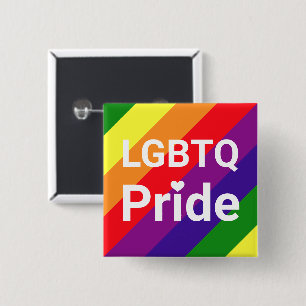 LGBTQ Pride Rainbow Colours Striped 15 Cm Square Badge