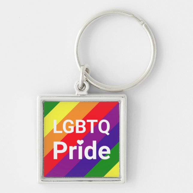 LGBTQ Pride Rainbow Colours Striped Key Ring (Front)