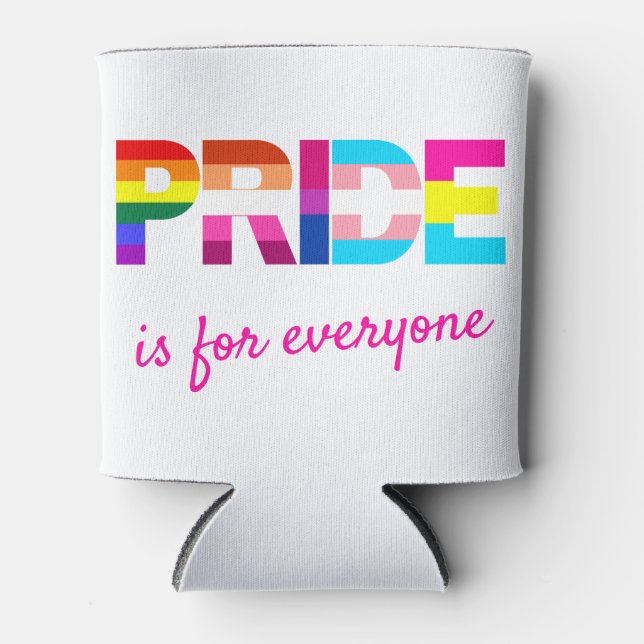 LGBTQ Pride Rainbow Colours Typography Can Cooler (Front)