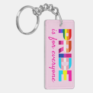 LGBTQ Pride Rainbow Colours Typography Key Ring