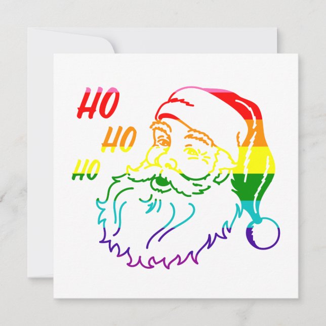 LGBTQ Pride Rainbow Cute Christmas Santa Claus Holiday Card (Front)