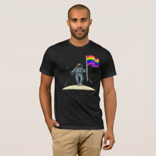 LGBTQ Pride Rainbow Flag - Astronaut on Moon T-Shirt