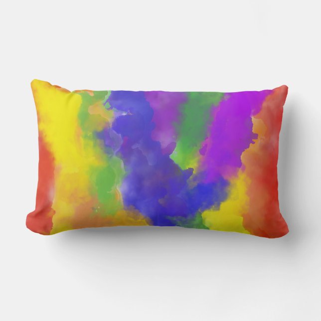 LGBTQ+ Pride Rainbow Flag colours Abstract Design Lumbar Cushion (Front)