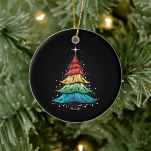 LGBTQ Pride Rainbow Flag Gay Christmas Tree Gifts Ceramic Ornament