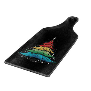 LGBTQ Pride Rainbow Flag Gay Christmas Tree Gifts Cutting Board