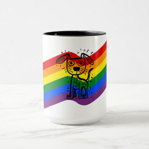 LGBTQ+ Pride Rainbow Flag With Cute Dog Mug