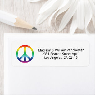 LGBTQ pride rainbow gradient peace symbol address Return Address Label