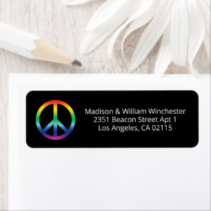 LGBTQ pride rainbow gradient peace symbol modern Return Address Label