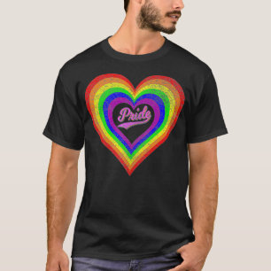 LGBTQ PRIDE RAINBOW HEART FLAG GAY LESBIAN TRANS Q T-Shirt