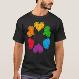 Lgbtq Pride Rainbow Hearts Graphic Parade March Cu T-Shirt