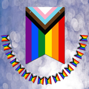 LGBTQ & Pride - Rainbow Progress Bunting Flags