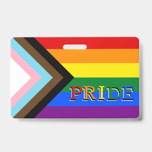 LGBTQ & Pride - Rainbow Progress Flag Badge ID Badge