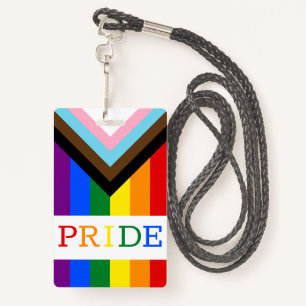 LGBTQ & Pride - Rainbow Progress Flag Badge ID Badge