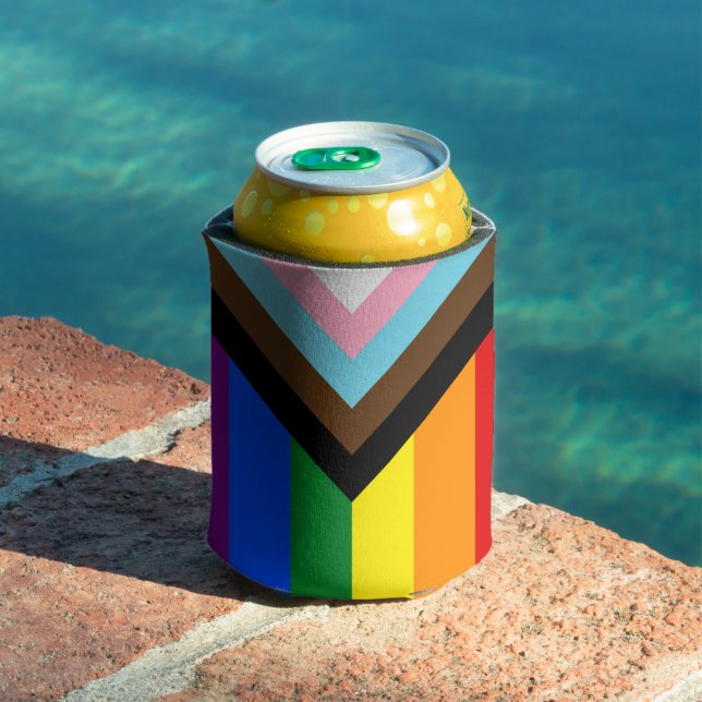 LGBTQ & Pride - Rainbow Progress Flag Can Cooler (In Situ Pool)