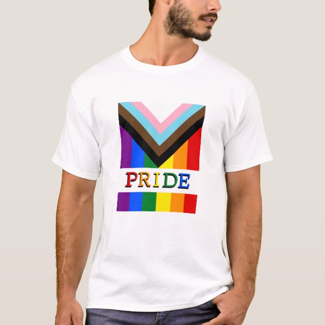 LGBTQ & Pride - Rainbow Progress Flag fashion T-Shirt (Front)