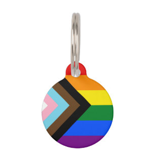 LGBTQ & Pride - Rainbow Progress Flag / Heart Pet Tag