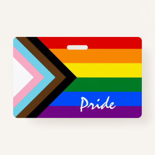 LGBTQ & Pride - Rainbow Progress Flag  ID Badge