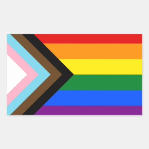 LGBTQ & Pride - Rainbow Progress Flag Rectangular Sticker