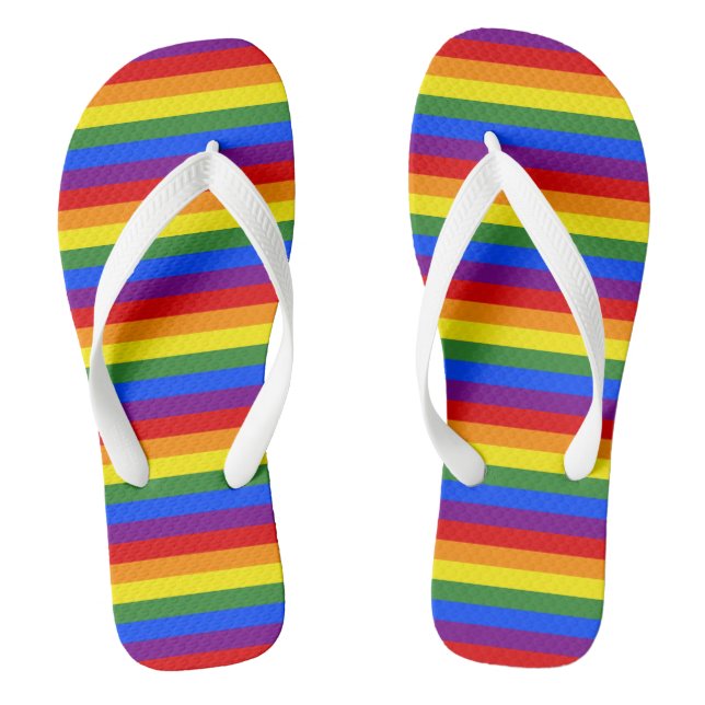 LGBTQ Pride Rainbow Stripe Pattern Thongs (Footbed)