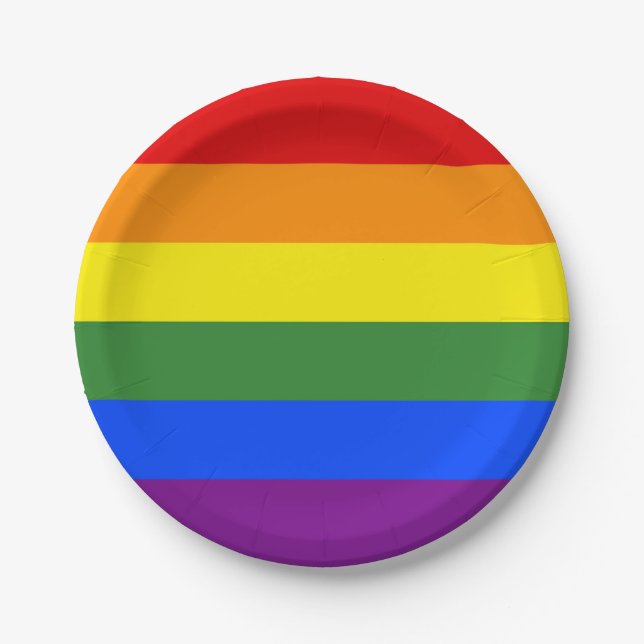 LGBTQ Pride Rainbow Stripes Paper Plate (Front)