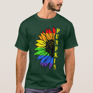LGBTQ Pride Sunflower Pumpkin Lazy Halloween Costu T-Shirt