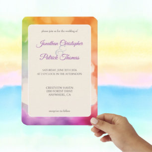 LGBTQ Pride Wedding Love is Love Rainbow Invitation