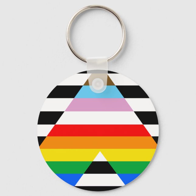 LGBTQ Progress Ally Pride Flag Key Ring (Front)