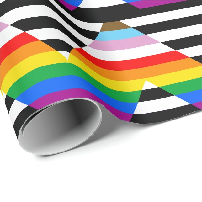 LGBTQ Progress Ally Pride Flag Wrapping Paper (Roll Corner)
