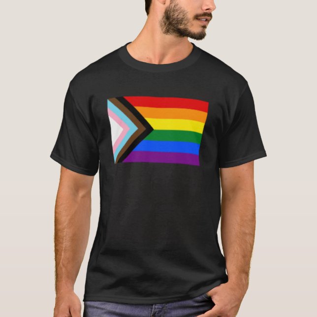 LGBTQ PROGRESS FLAG RAINBOW TRIANGLE QUASAR T-Shirt (Front)