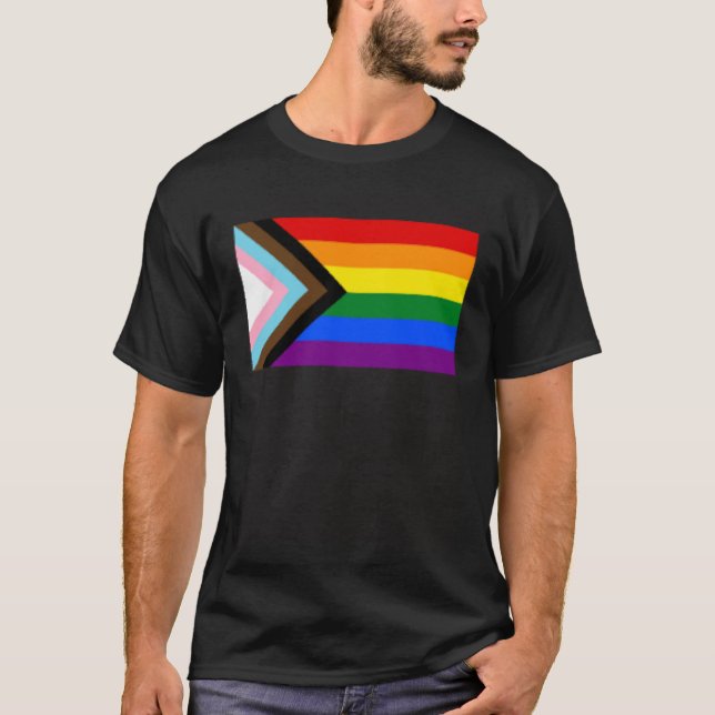 LGBTQ PROGRESS FLAG RAINBOW TRIANGLE QUASAR T-Shirt (Front)