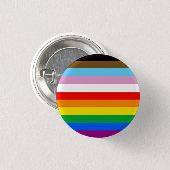 LGBTQ+ Progress Flag Stripes 3 Cm Round Badge (Front & Back)