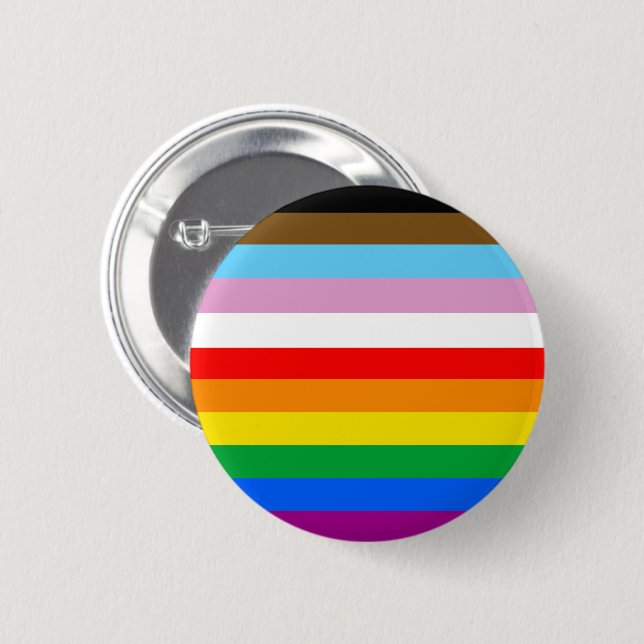 LGBTQ+ Progress Flag Stripes 6 Cm Round Badge (Front & Back)