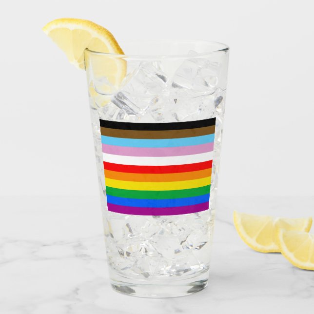 LGBTQ+ Progress Flag Stripes Glass (Front Ice)