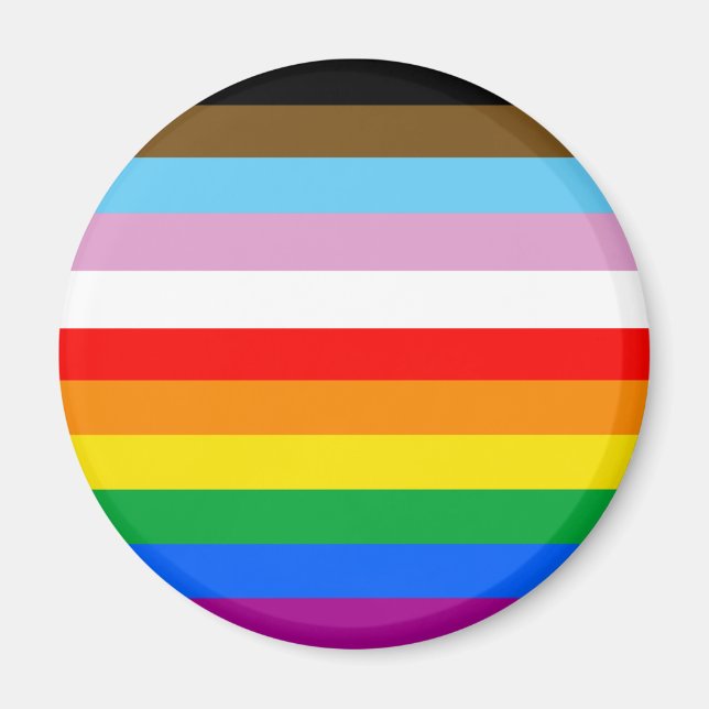 LGBTQ+ Progress Flag Stripes Magnet (Front)