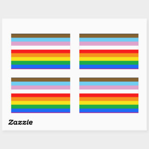 LGBTQ+ Progress Flag Stripes Rectangular Sticker