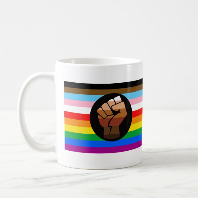 LGBTQ+ Progress POC Pride Flag Coffee Mug (Left)