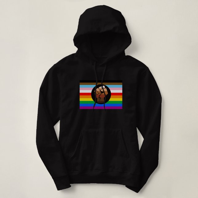 LGBTQ+ Progress POC Pride Flag Hoodie (Design Front)