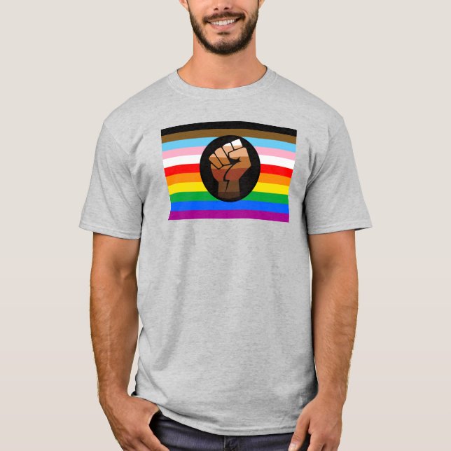LGBTQ+ Progress POC Pride Flag T-Shirt (Front)